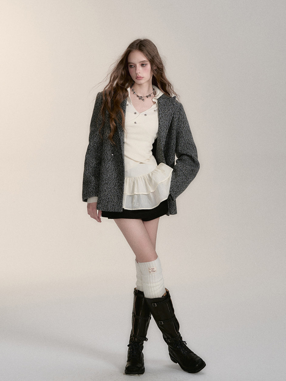 Wool-Blend Hooded Blouse