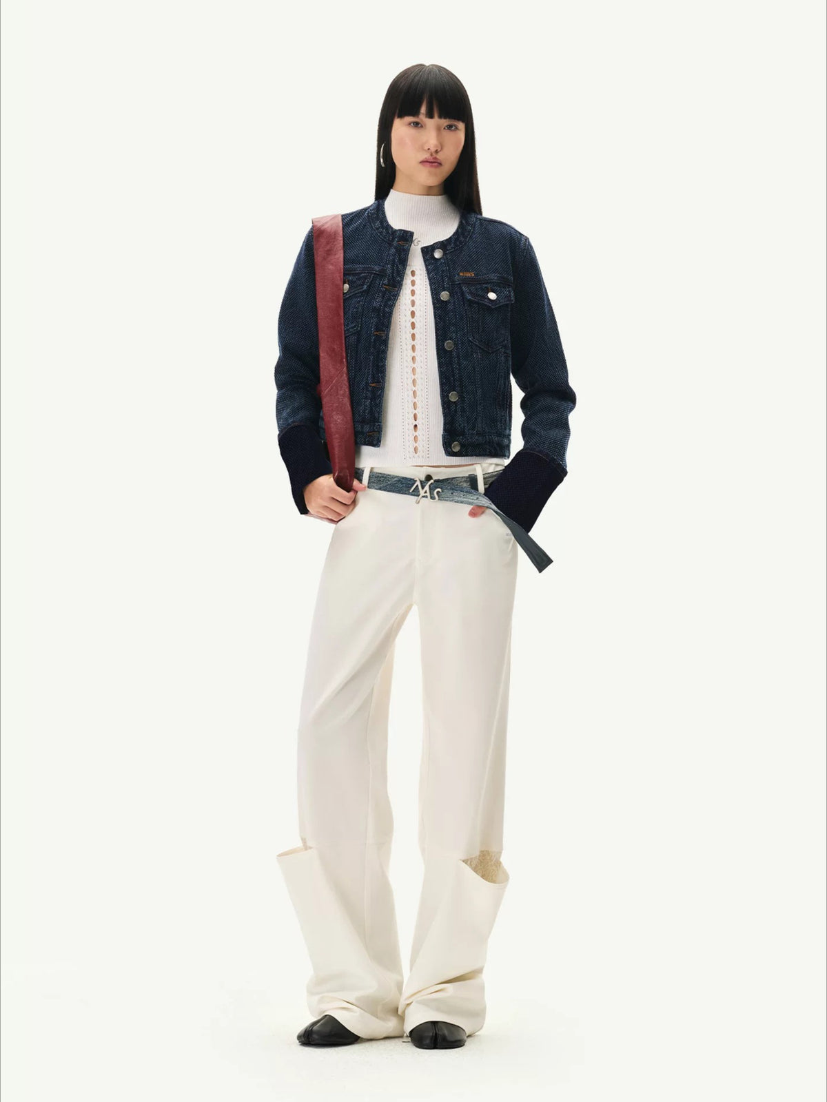 Lace Panel Straight Pants