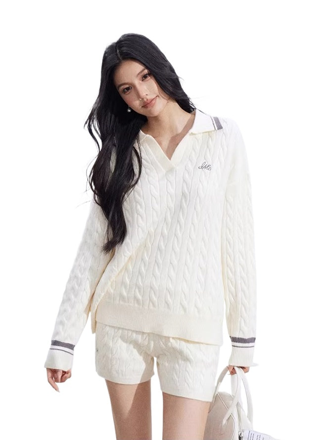 Colorblock Knit Polo & Shorts Set