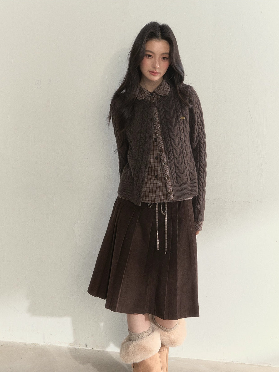 “Pine Dusk” Wool-Blend Doll Collar Knit Sweater