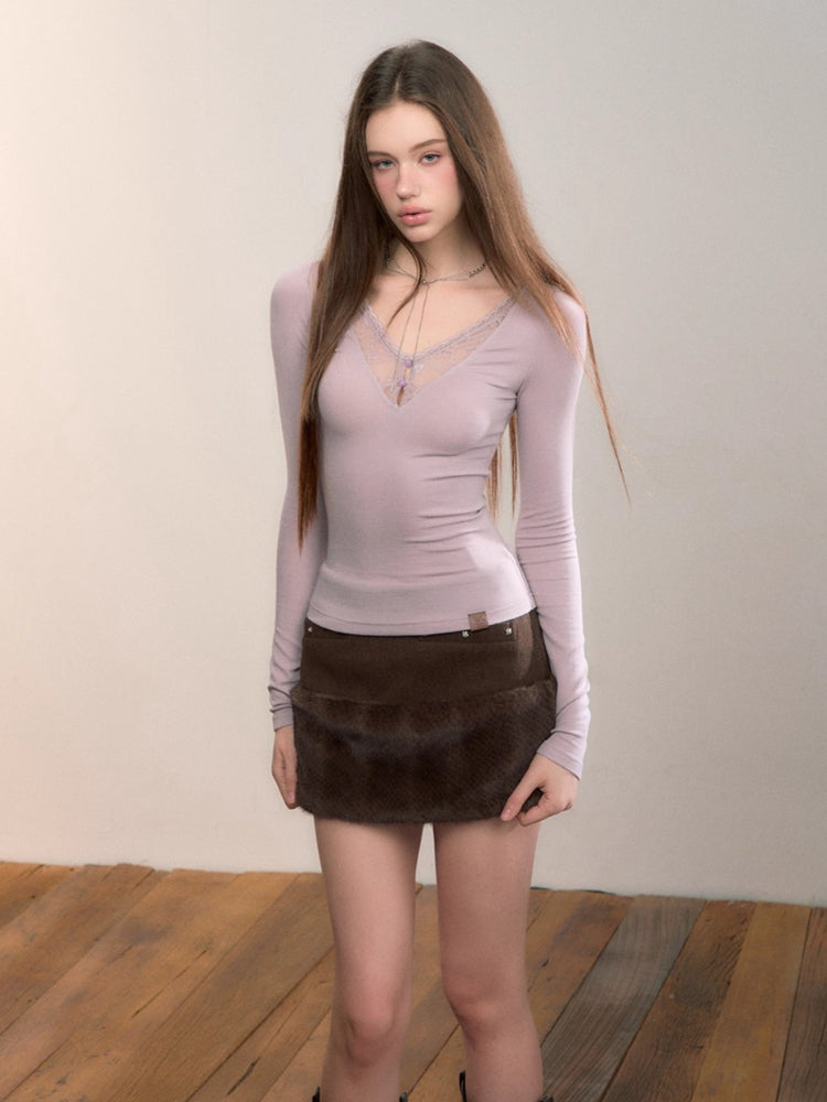 Modal Lace V-Neck Top