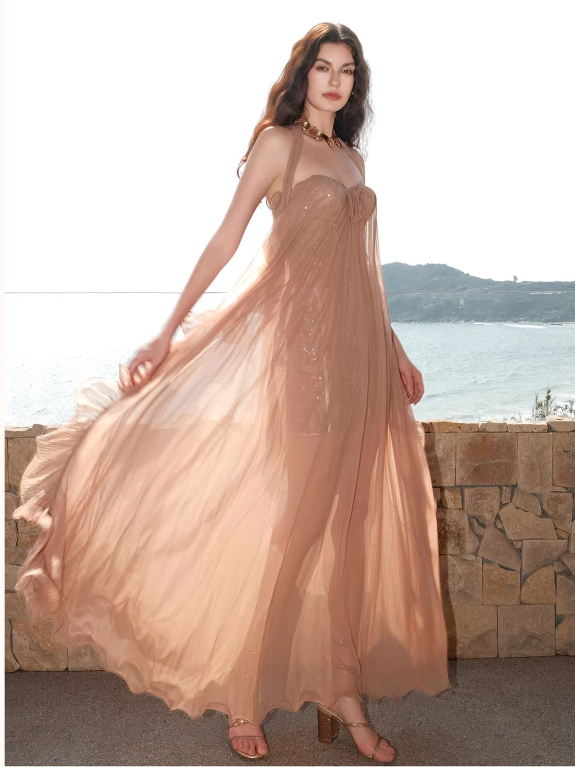 Thessa Mesh Halter Dress