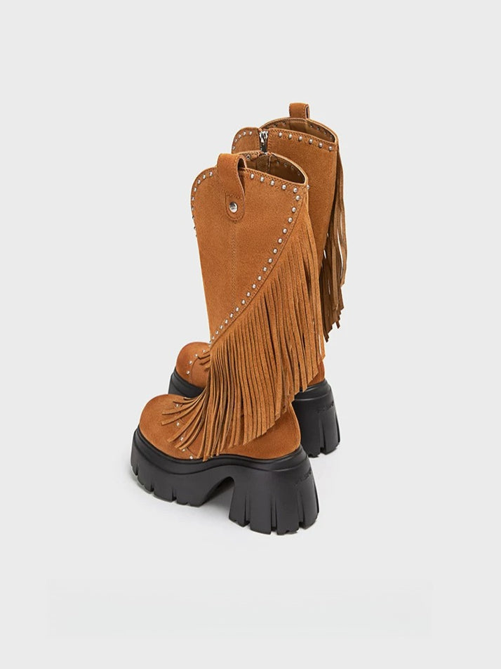 Studded Fringe Cowboy Boots