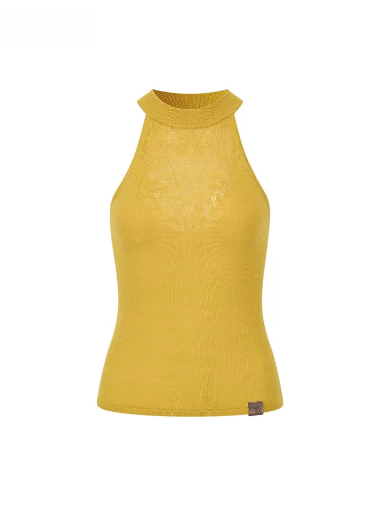 Shadow Rhythm Lace Halter Tank