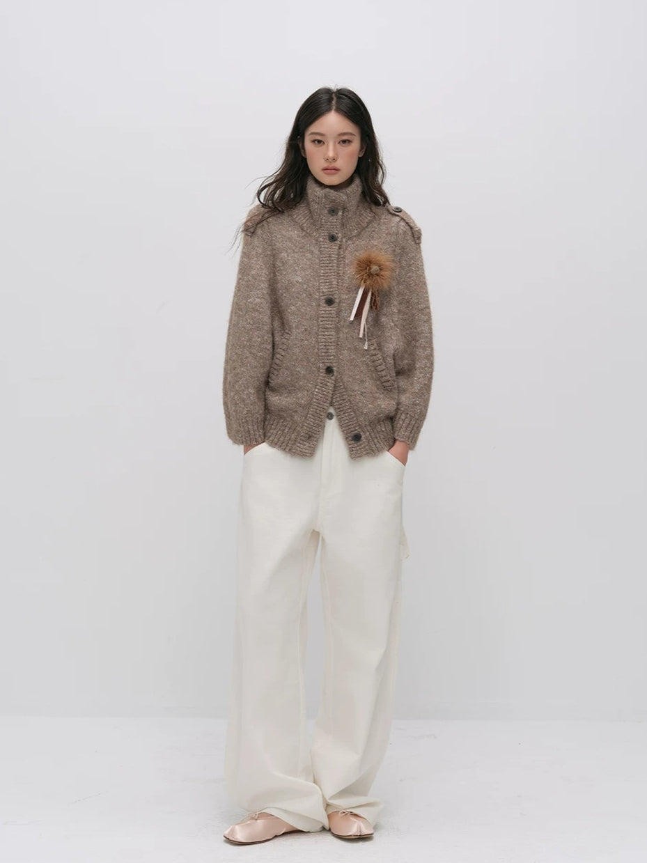 Vintage Mandarin-Collar Cardigan