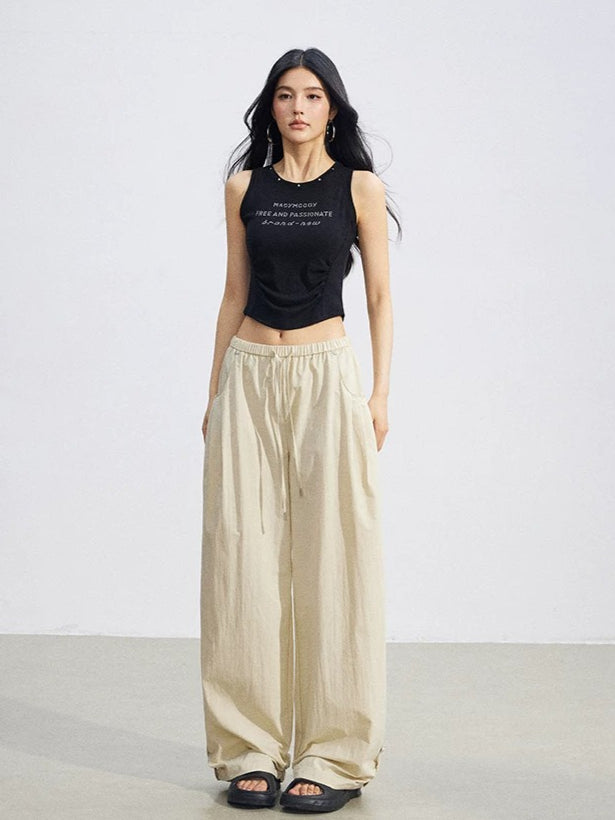 Cargo Pleated Wide-Leg Pants