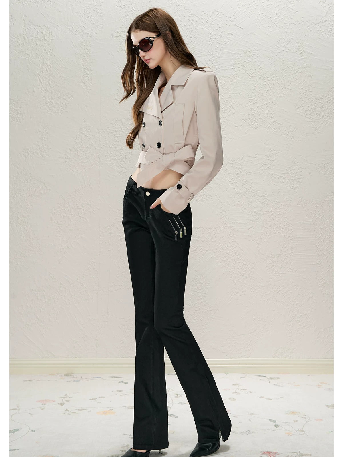 Cropped Belted Trench Coat