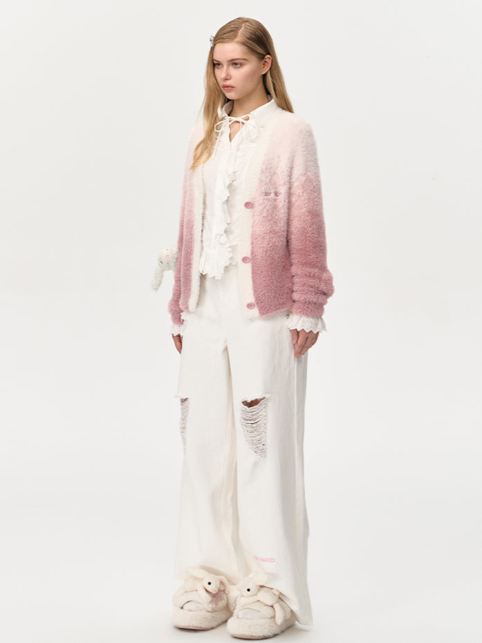 Khaki & Pink Doozoo Gradient Cardigan