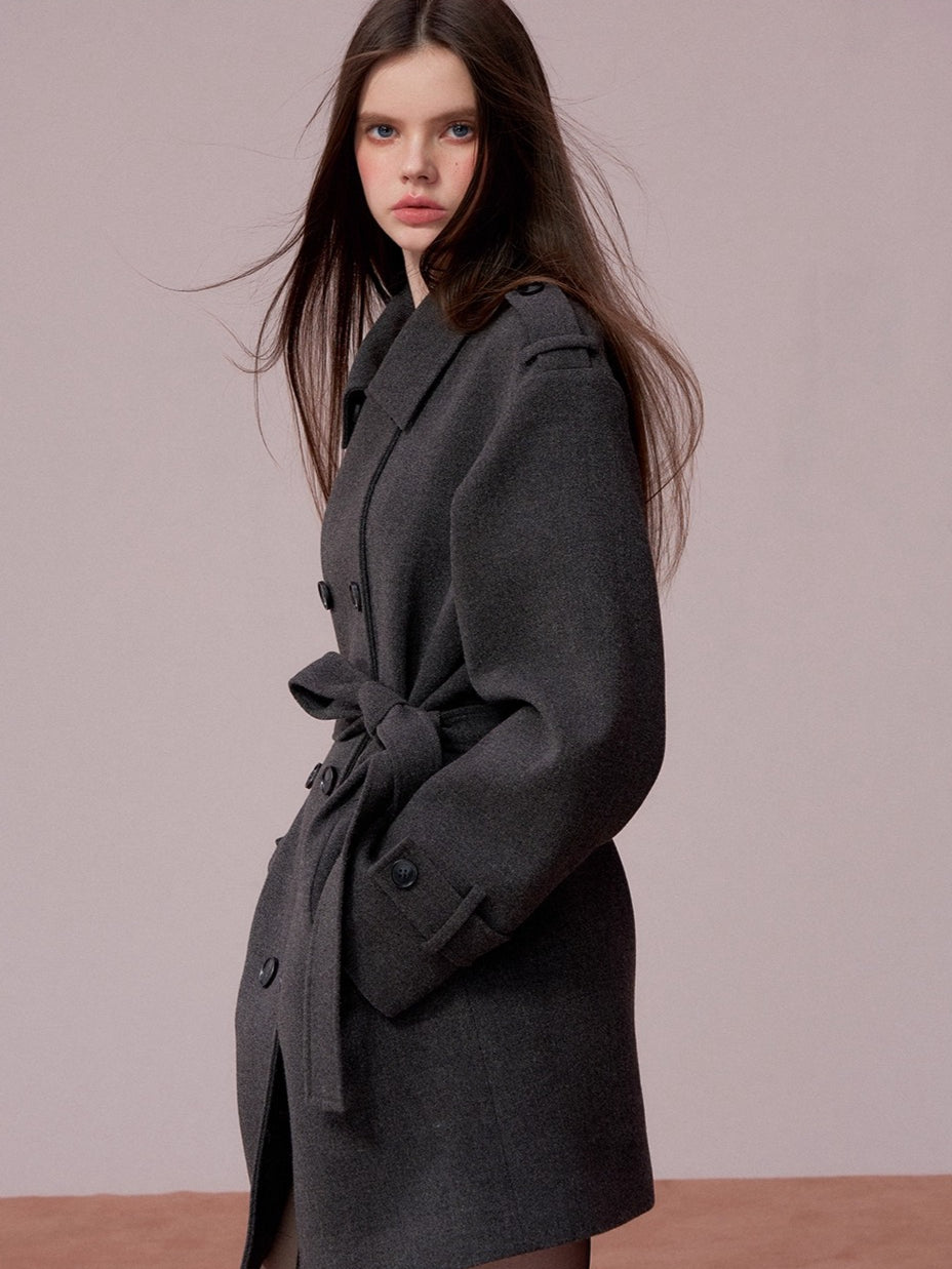 Fur Collar Cape-Style Wool Coat
