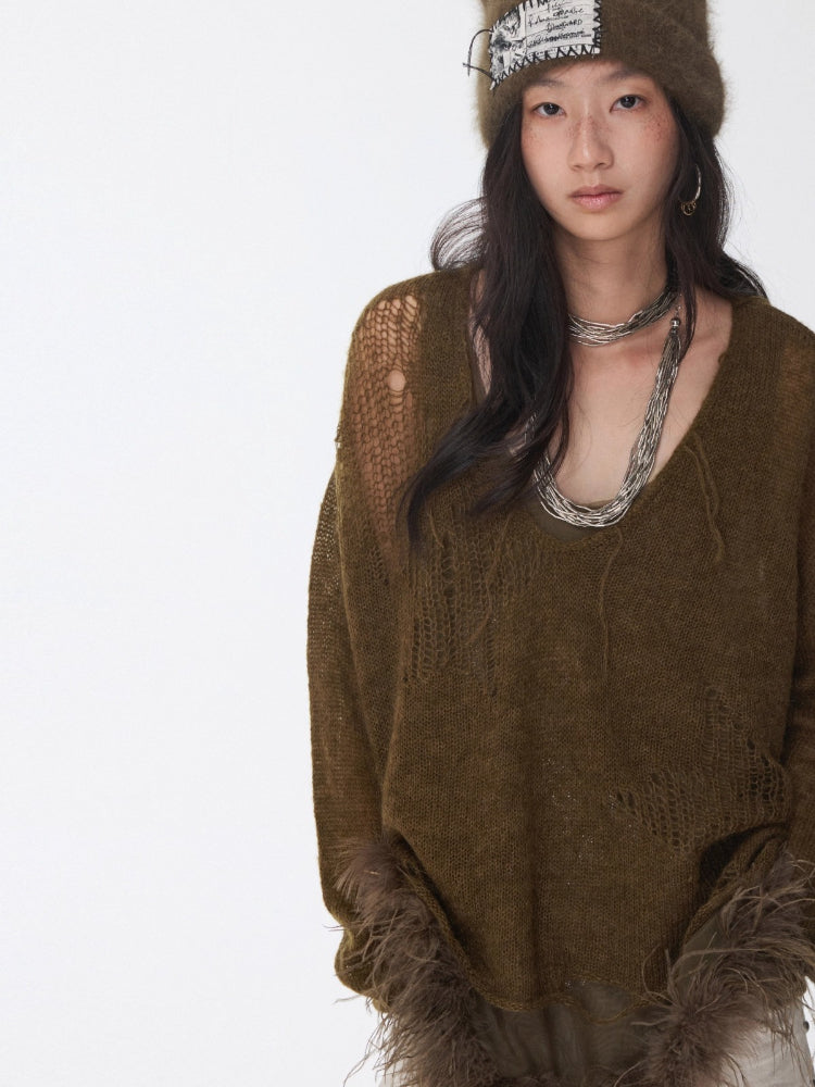 Mohair Star Cutout Sweater