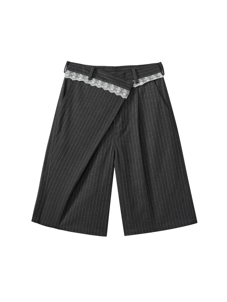 Striped Lace Bermuda Shorts