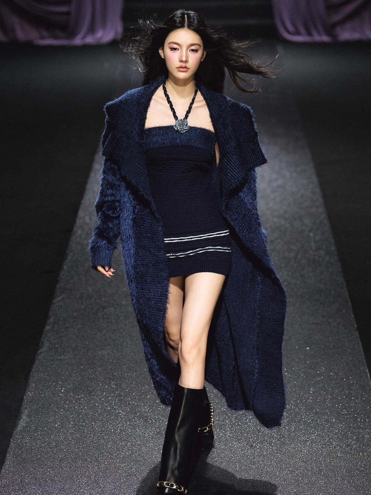 Knit Cardigan Colorblock Dress Set