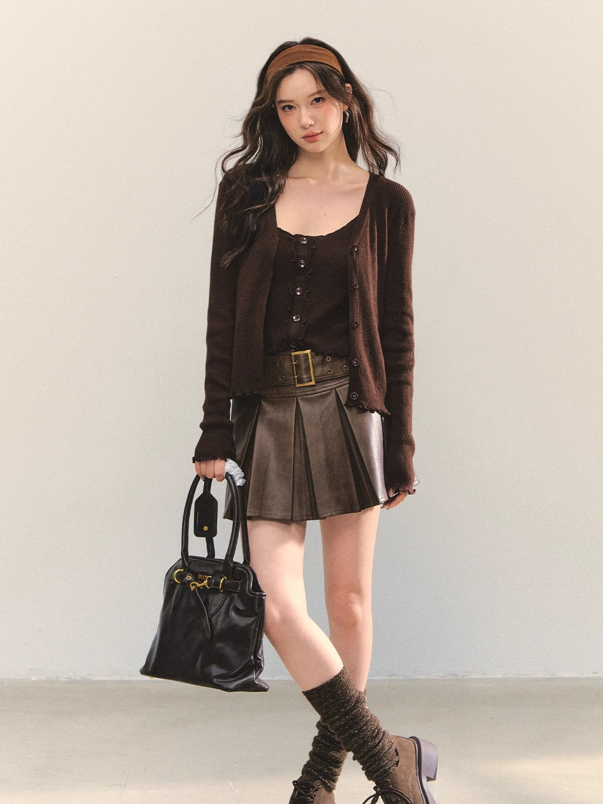 Lettuce-Edge Cardigan & Camisole Set