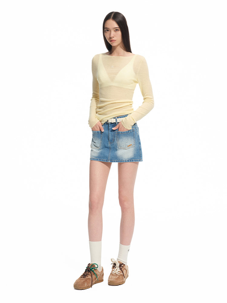 Wool Thin Crew-neck Long-sleeve Top