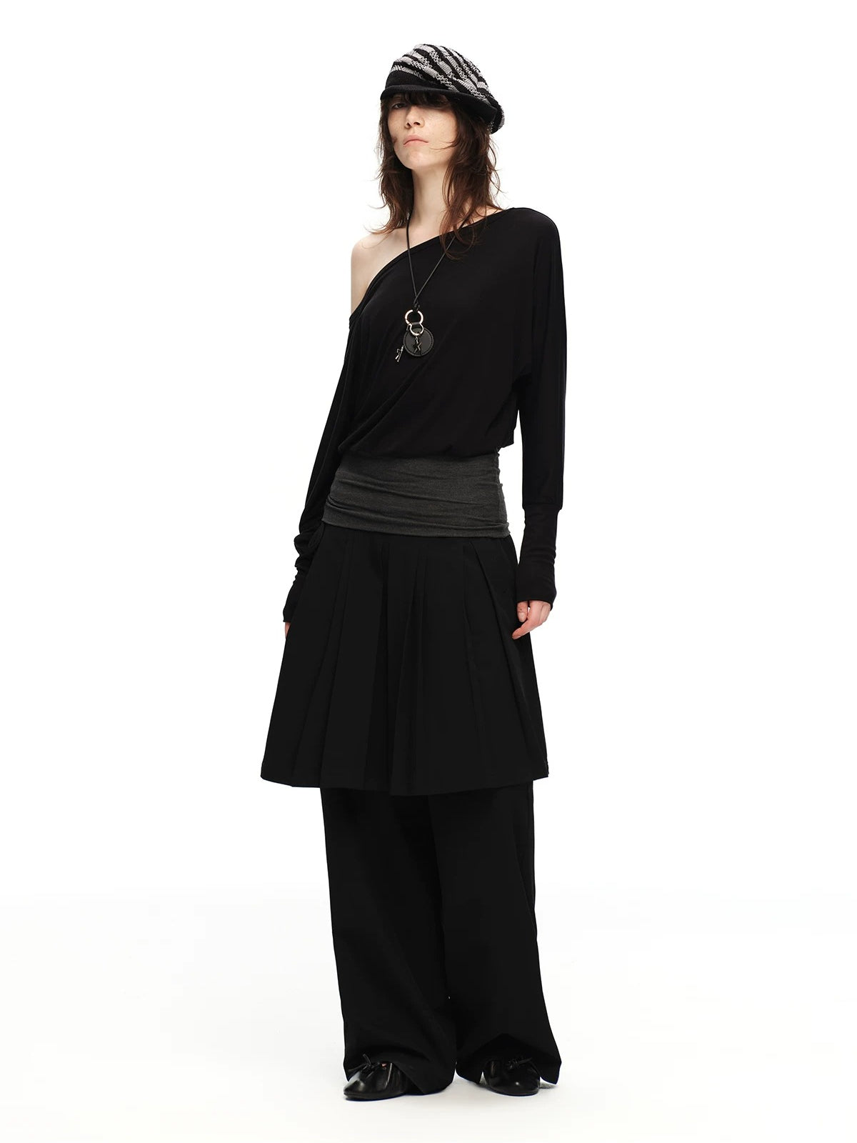 Pleated Skirt Pants