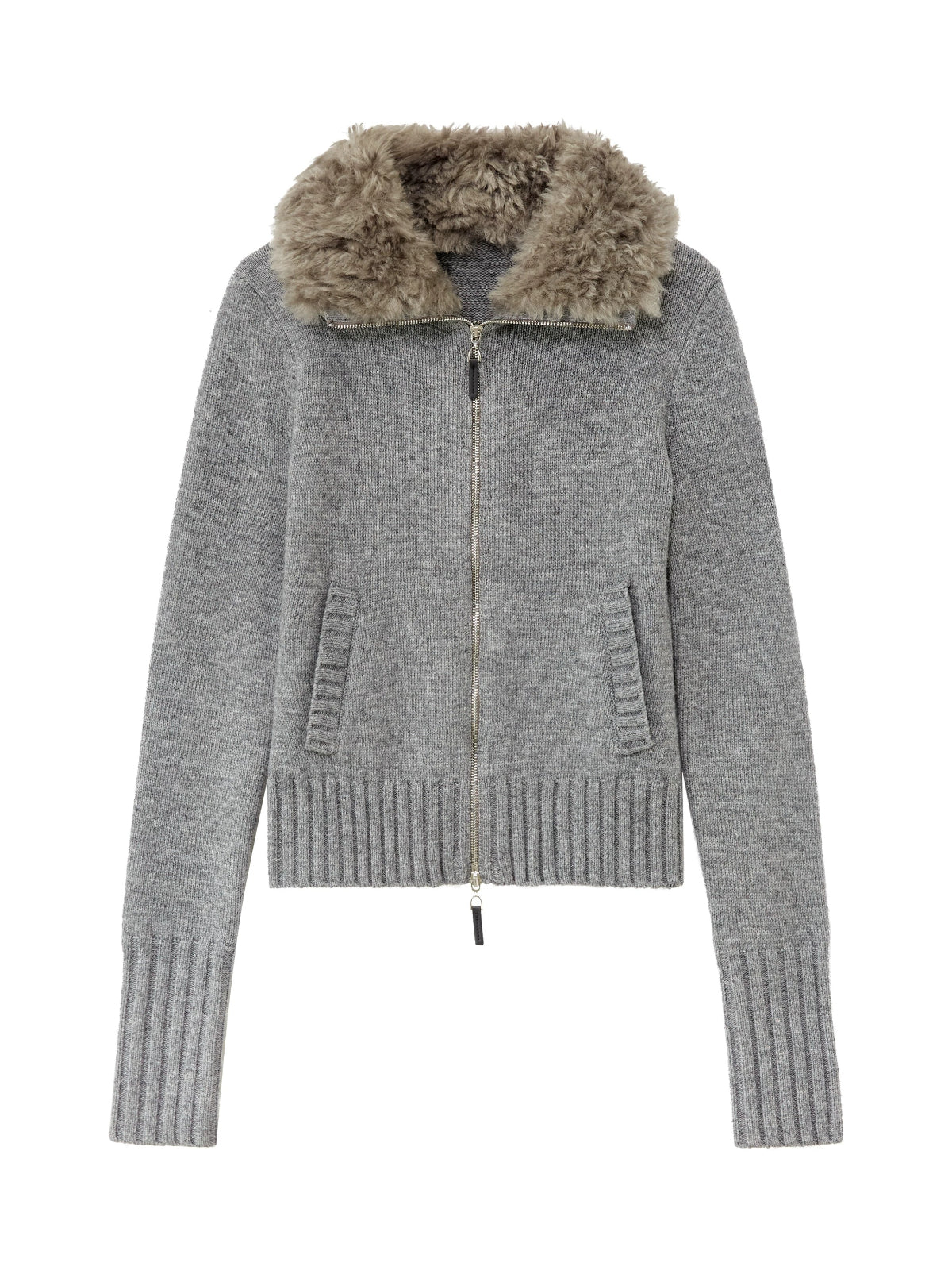 Vintage Wool Fur Collar Cardigan
