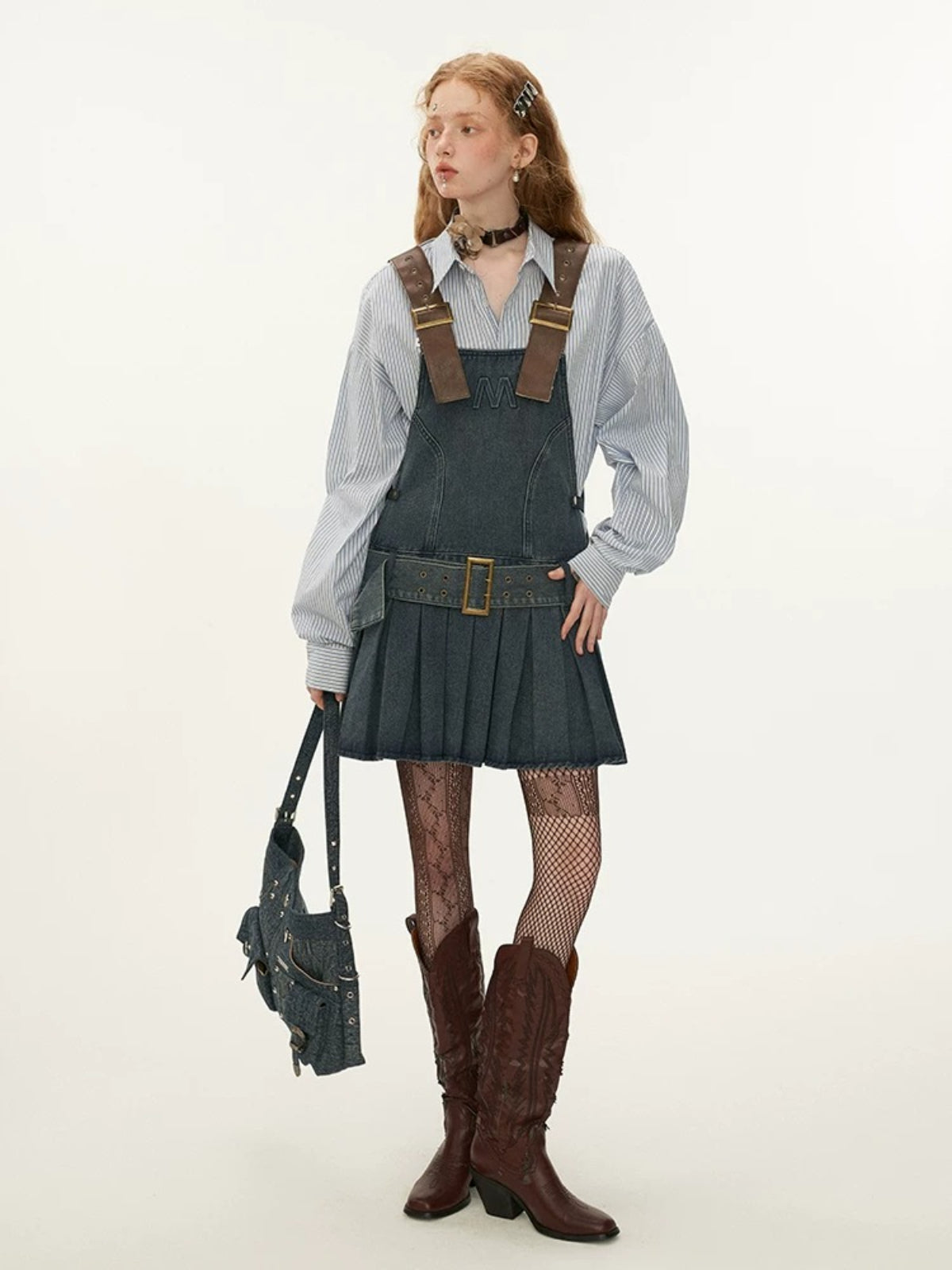 Vintage Denim Pinafore Mini Dress