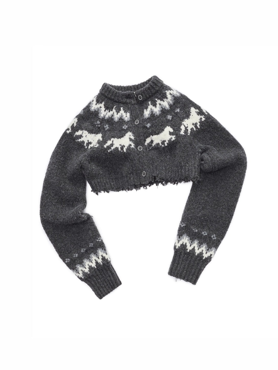 Fair Isle Pony Jacquard Knit Short Cardigan & Shorts Set