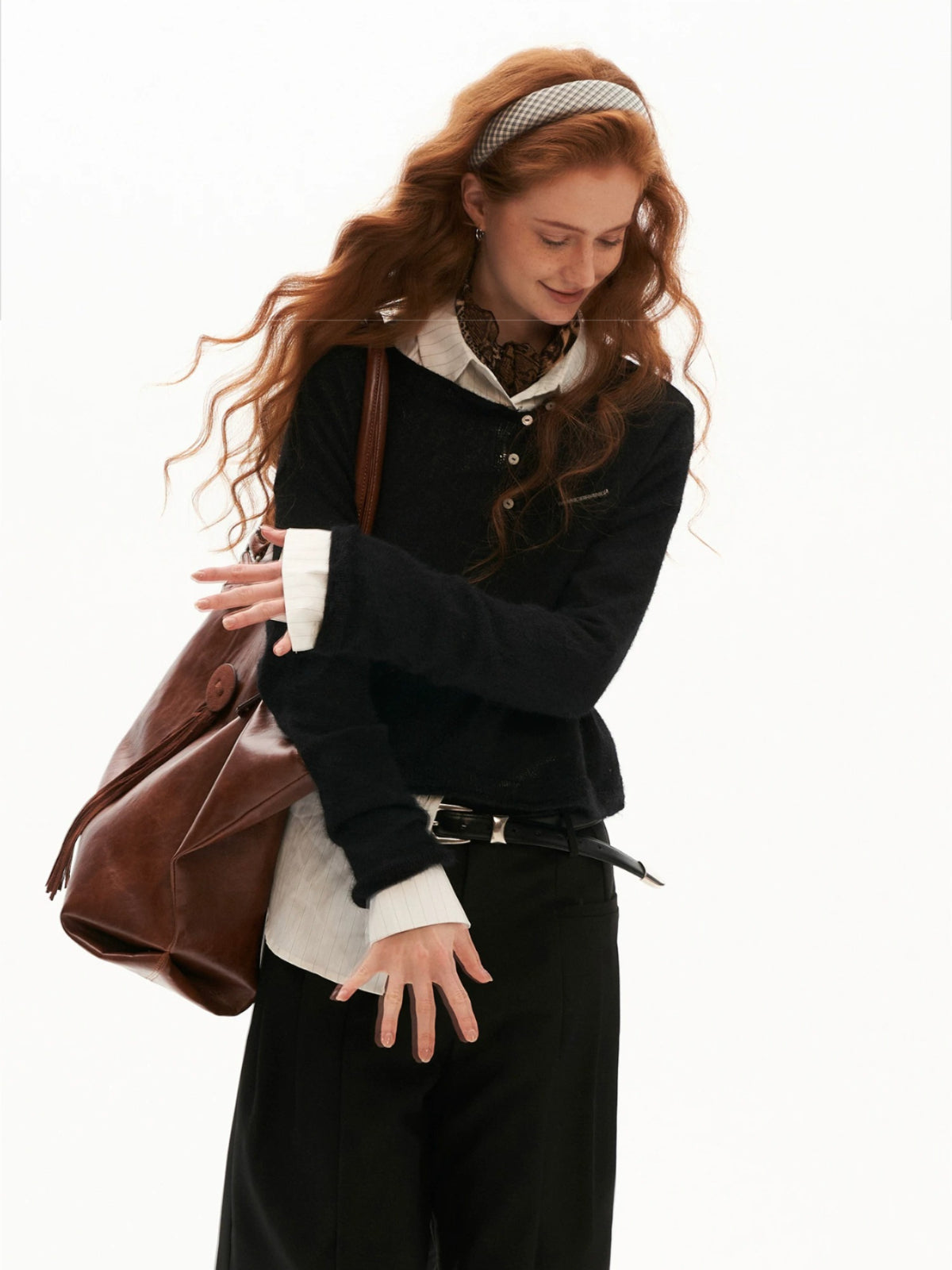 Mohair Open-Back Cropped Knit Sweater
