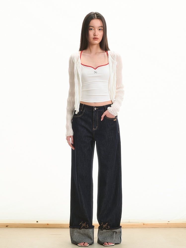 Slightly Sheer Waist-Cinching Cardigan Blouse