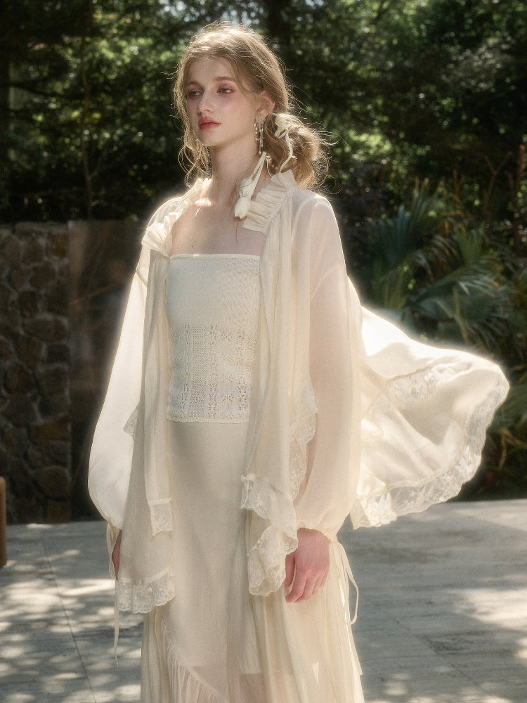 Lace Round Neck Trimmed Shirt