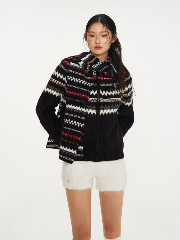 Blue & Black Fair Isle Scarf