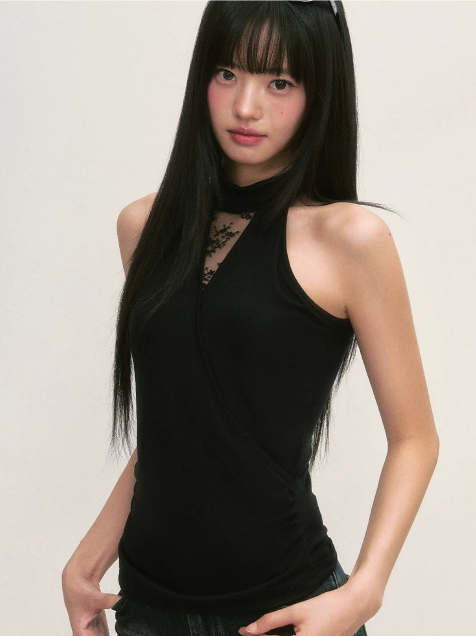 Black Cutout Halter Top