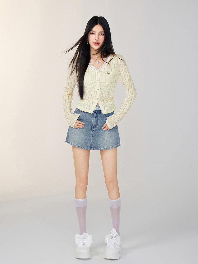 Lace Panel Knit Cardigan