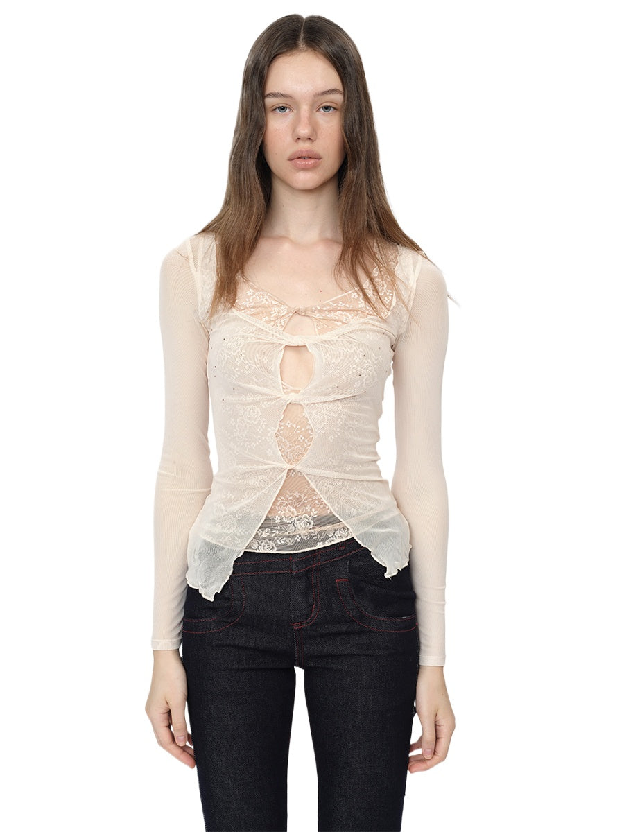 Sheer Lace Layered Blouse