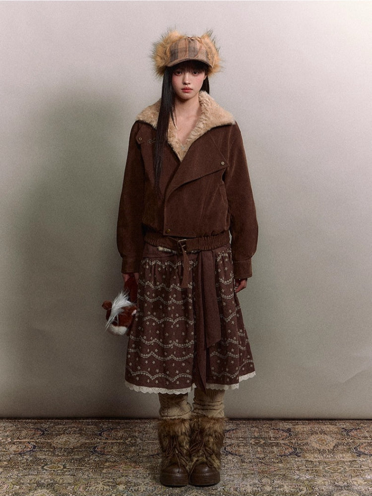 Retro Suede Shearling Moto Jacket