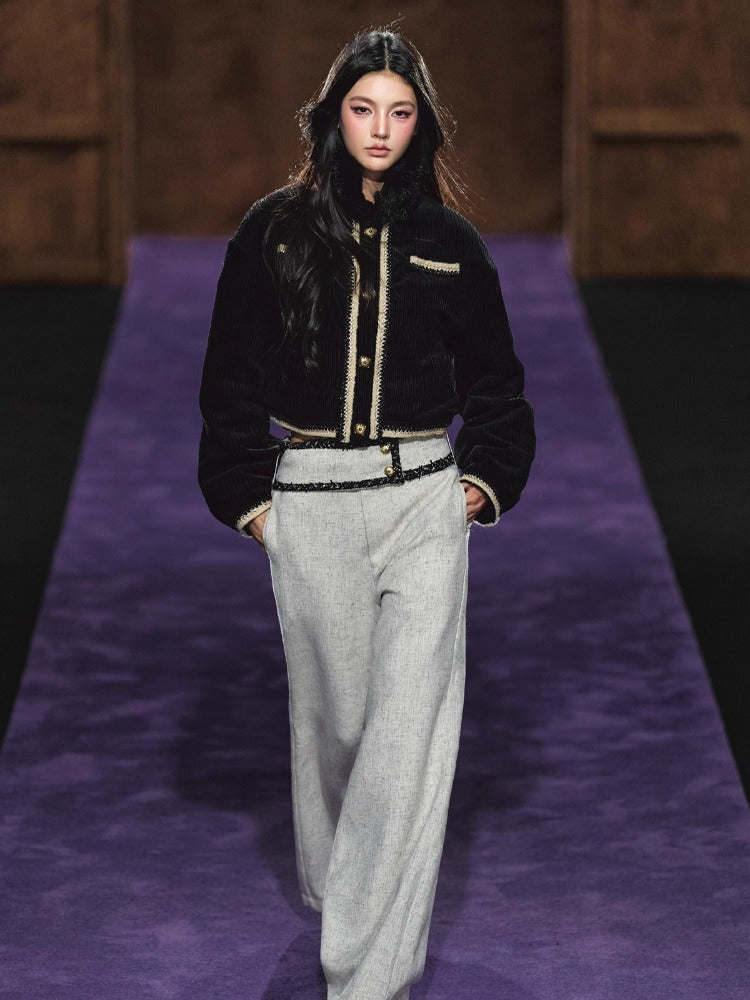 Wide-Waist Tailored Trousers