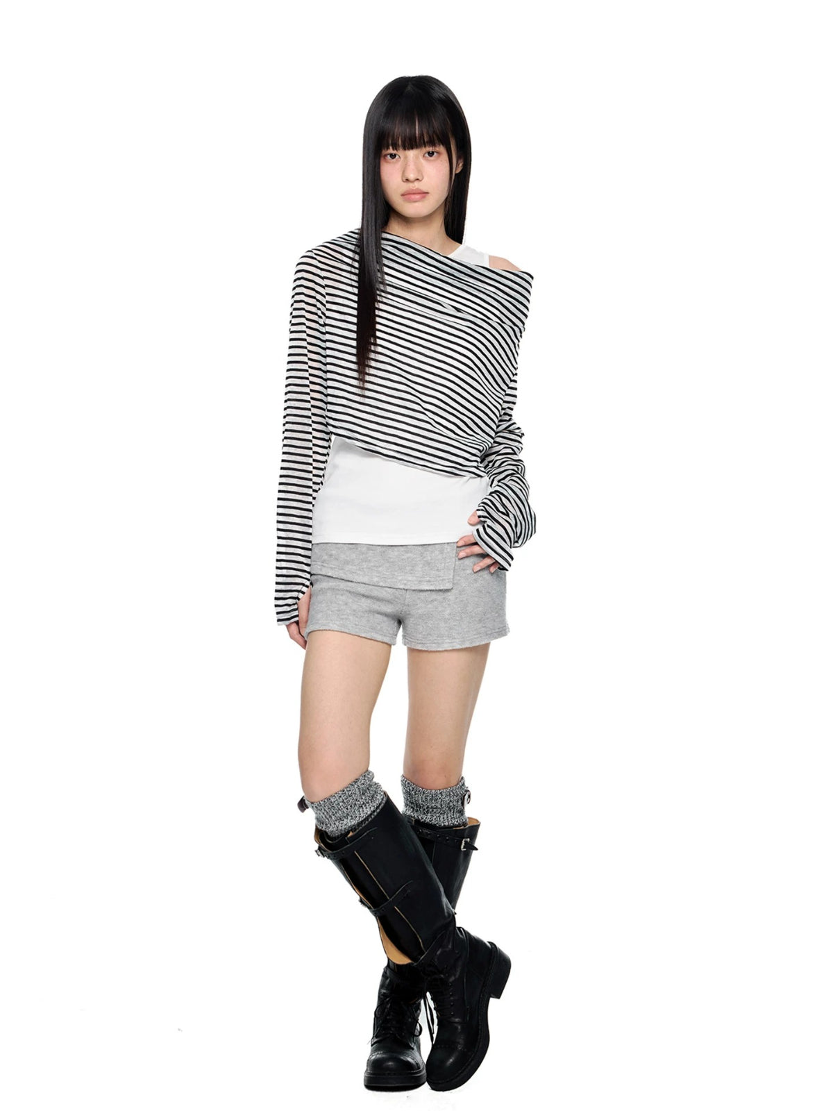 Asymmetric Striped Layering Top
