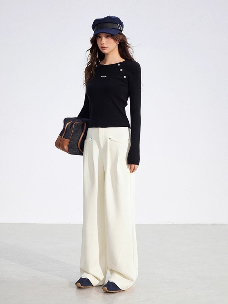 Chenille Fleece Wide-Leg Pants