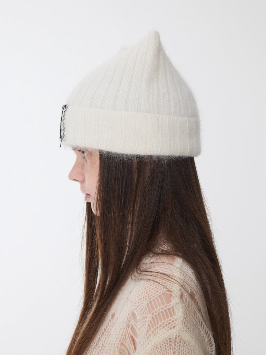 Knitted Cat-Ear Beanie with Hand-Stitched Label