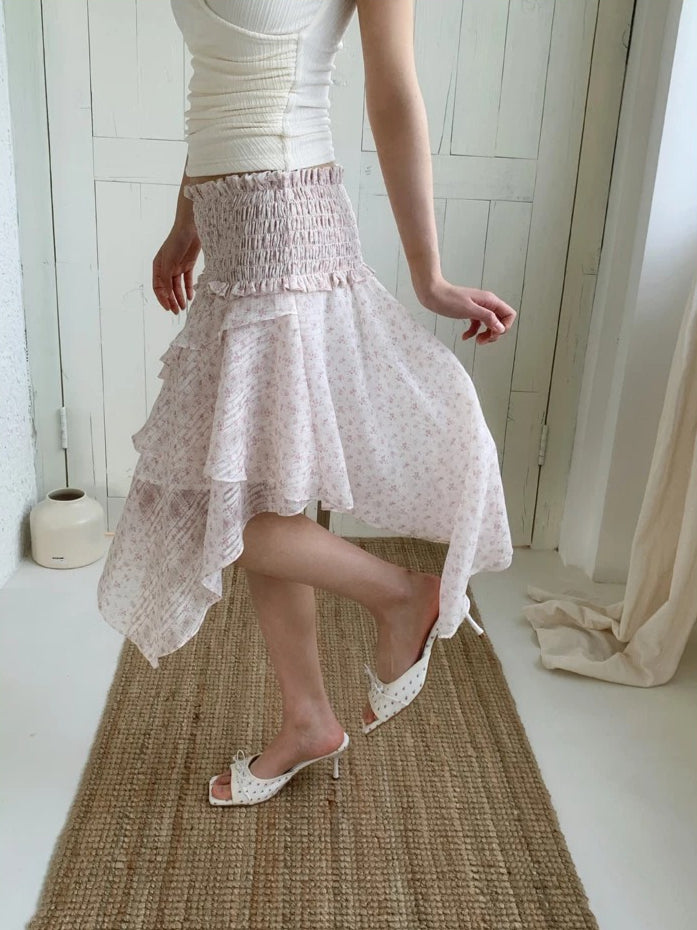 Floral Strapless Ruffle Mini Dress
