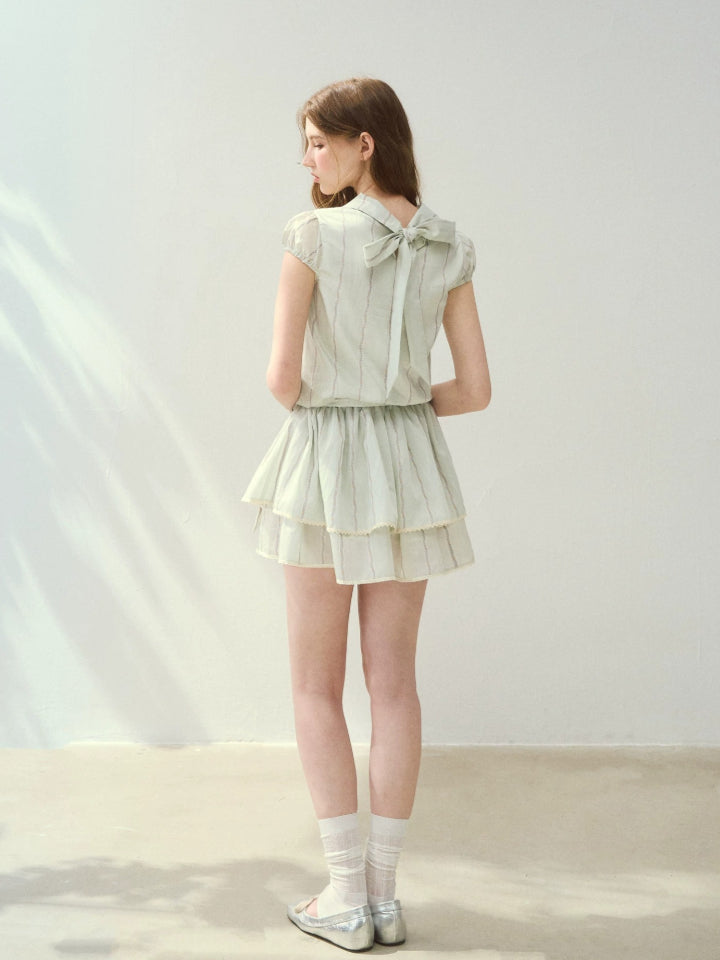 “Afternoon Study” Lyocell Lace Pleated Dress