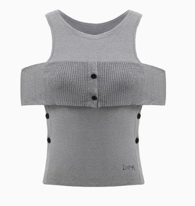Black & Grey Cut-out Tank Top