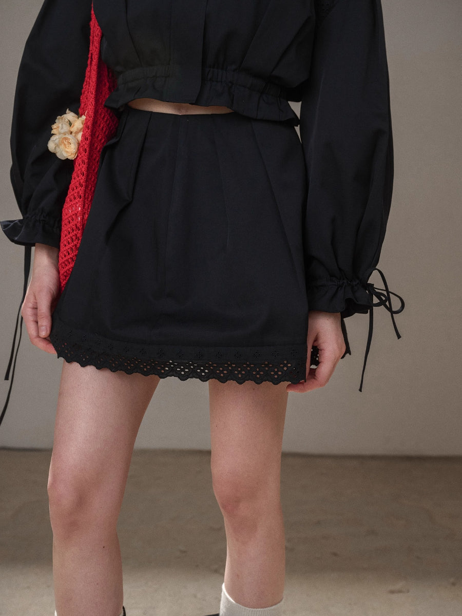 “Reading Time” Cotton Trench & Skirt Set
