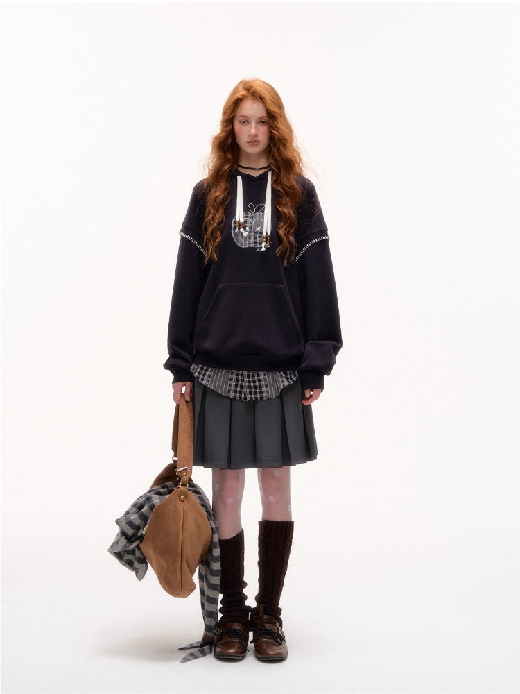 Apple Patch Two-Piece Layered Hoodie