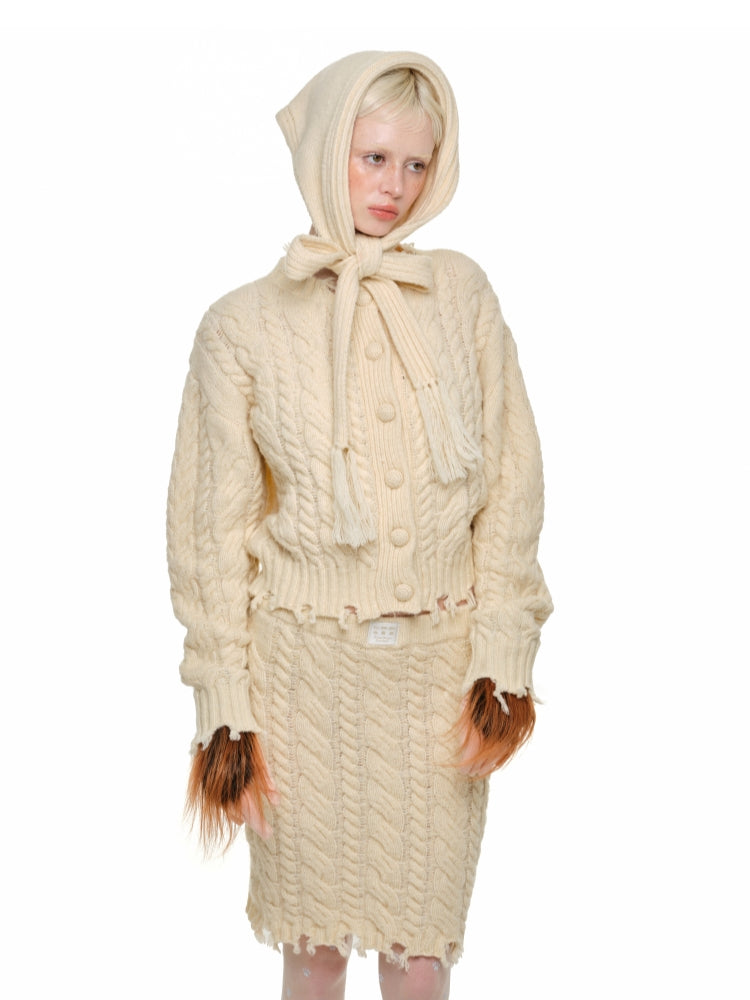 Cable Knit Cardigan & Skirt Set