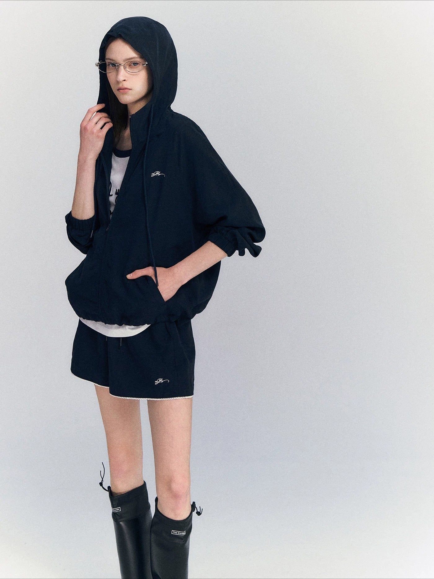 Linen Blend Hoodie Set