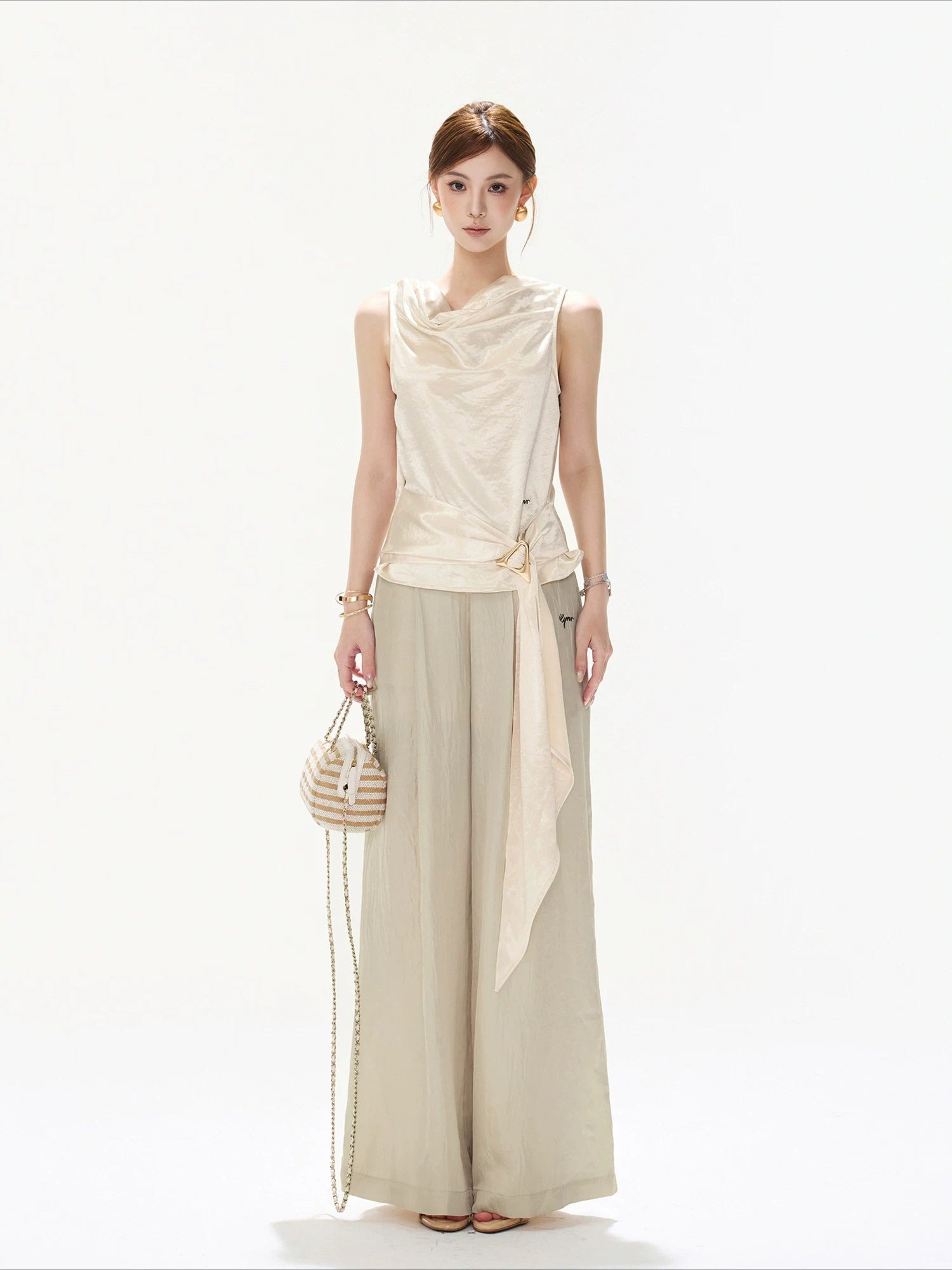 Satin Draped Tank Top