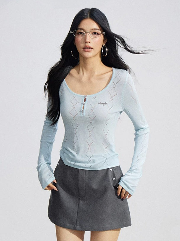 Ice Silk Hollow Knit Top