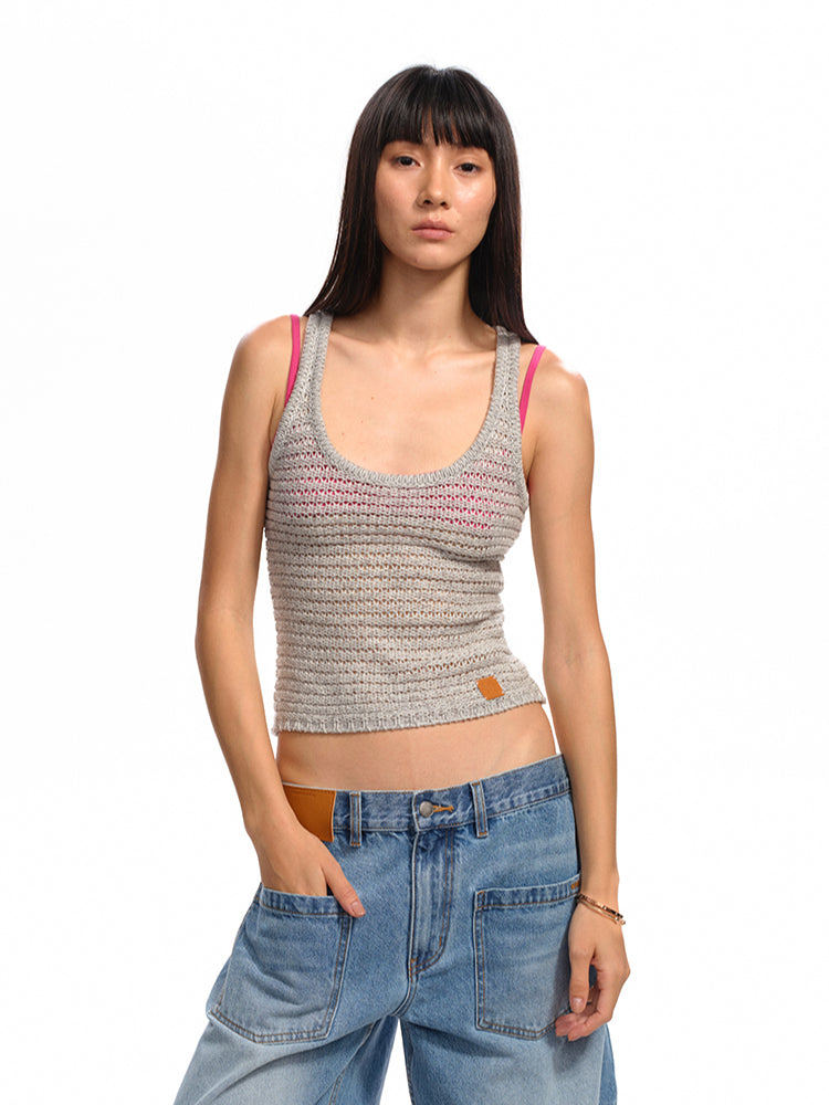 Knitted Hollow -Out Sling Vest