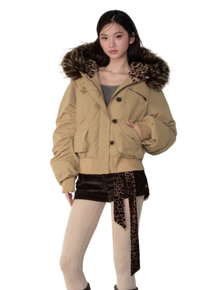 Faux Fur Aviator Down Jacket
