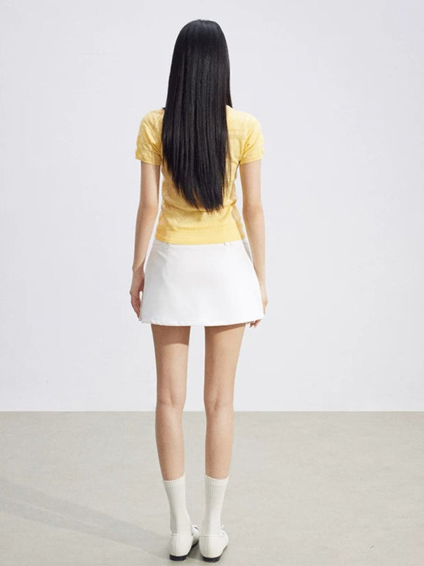 V-Neck Hollow Knit Top