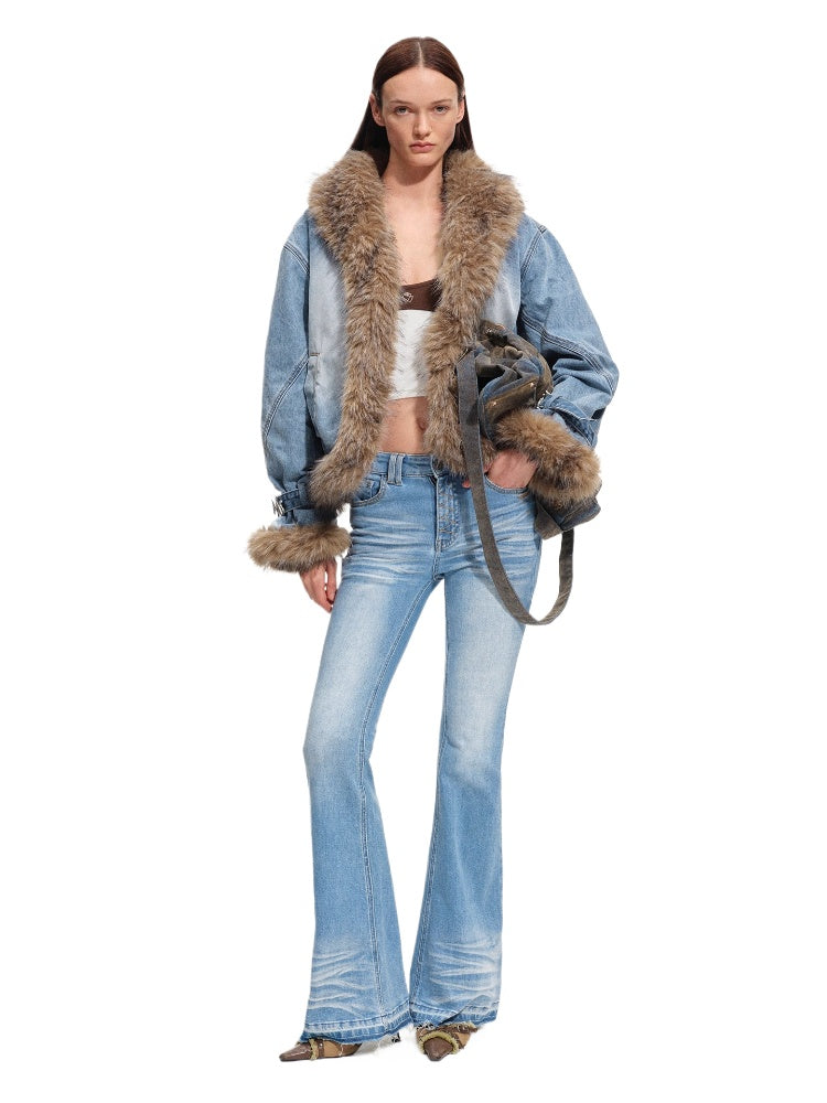 Inuit Fur Collar Denim Jacket