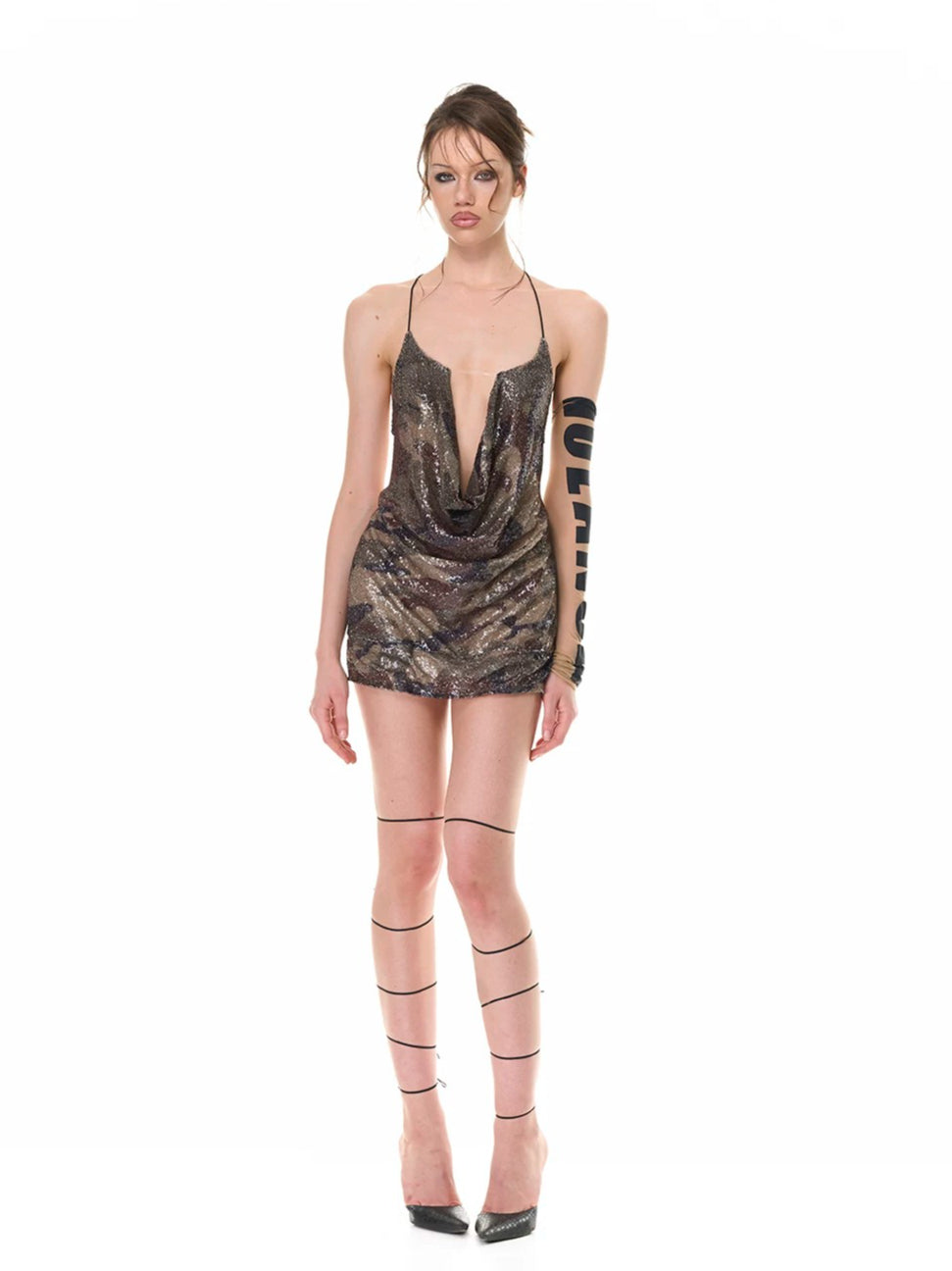 Camo Cutout Halter Dress