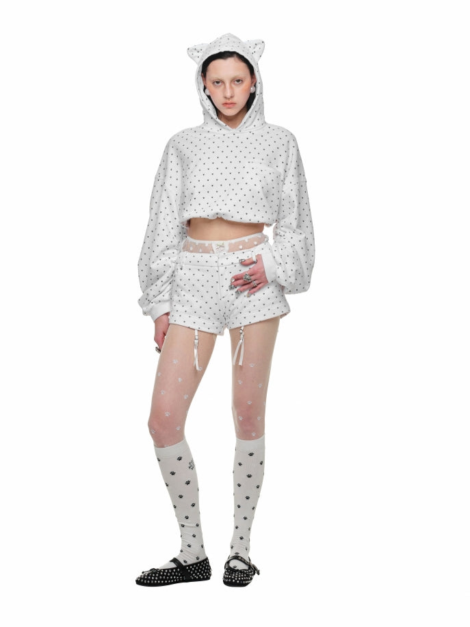 Cat Paw Polka Dot Sweatshorts