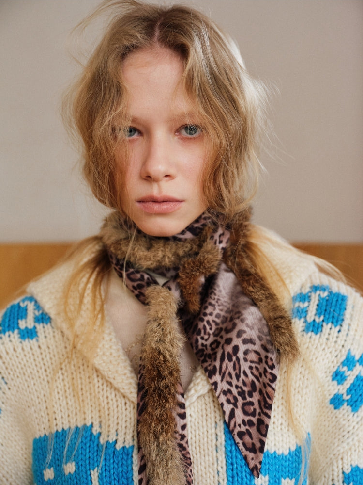 Vintage Jacquard Chunky Knit Cardigan